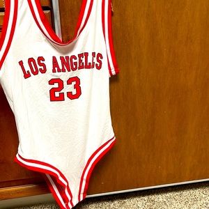 White and red Los Angeles 23 bodysuit